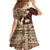 Samoa Teuila 2024 Family Matching Off Shoulder Maxi Dress and Hawaiian Shirt Samoan Siapo Pattern Brown Version