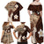 Samoa Teuila 2024 Family Matching Off Shoulder Maxi Dress and Hawaiian Shirt Samoan Siapo Pattern Brown Version