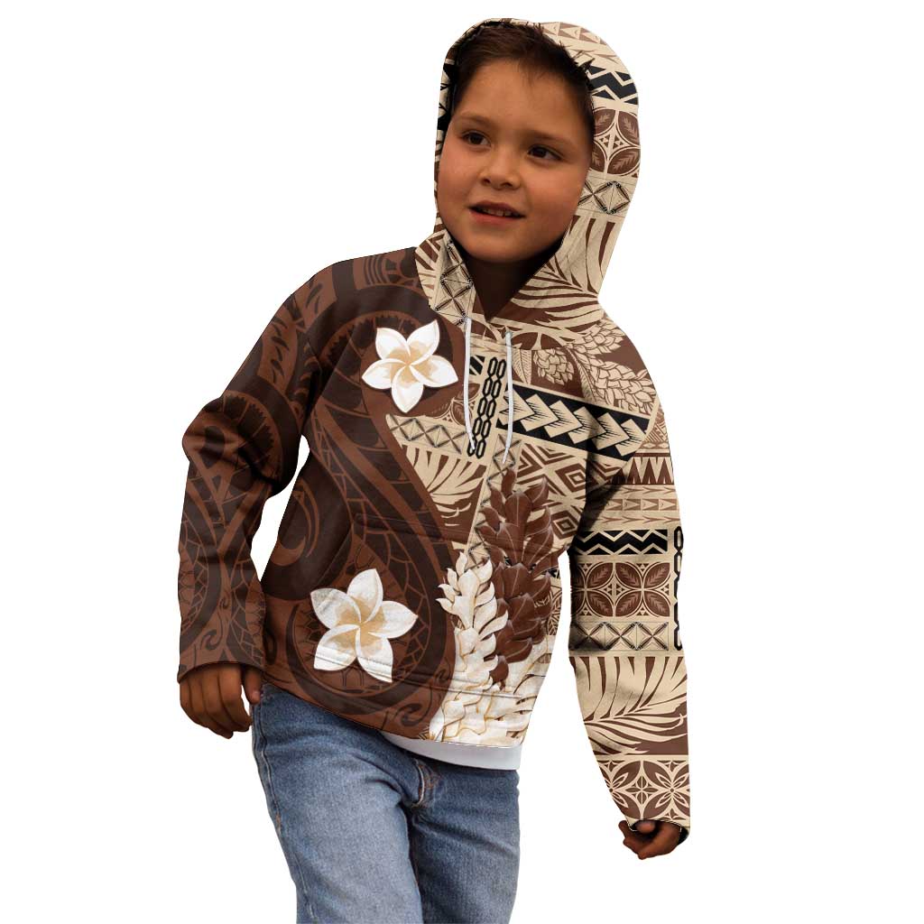 Samoa Teuila 2024 Kid Hoodie Samoan Siapo Pattern Brown Version