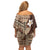 Samoa Teuila 2024 Off Shoulder Short Dress Samoan Siapo Pattern Brown Version