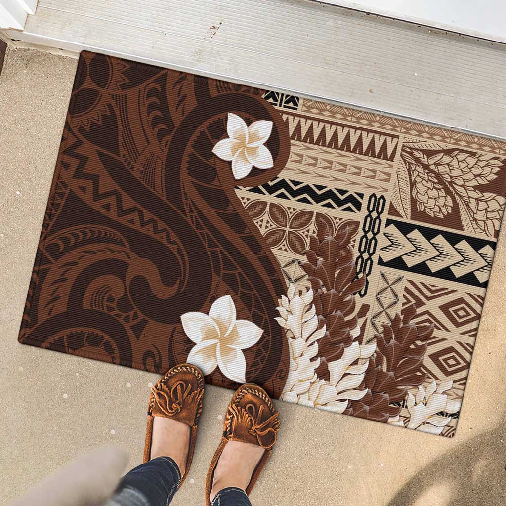 Samoa Teuila 2024 Rubber Doormat Samoan Siapo Pattern Brown Version