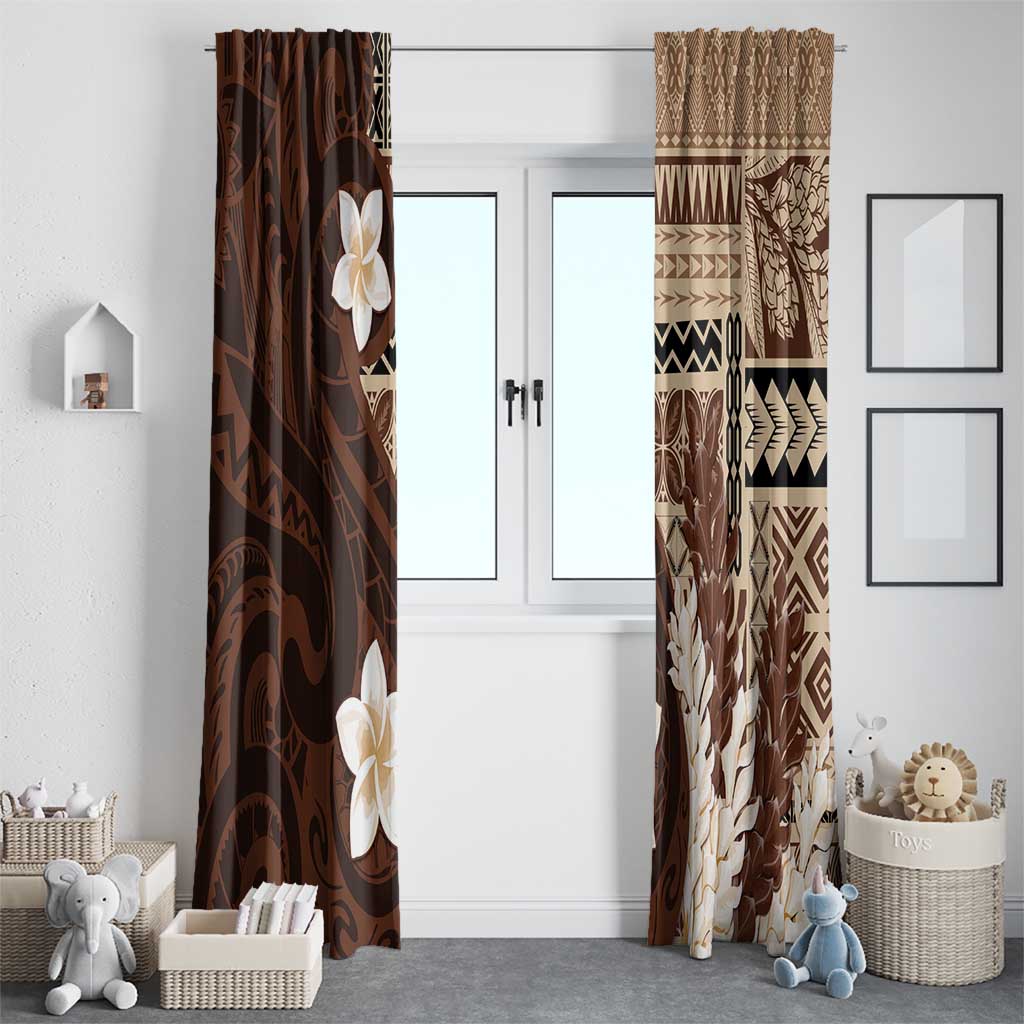 Samoa Teuila 2024 Window Curtain Samoan Siapo Pattern Brown Version