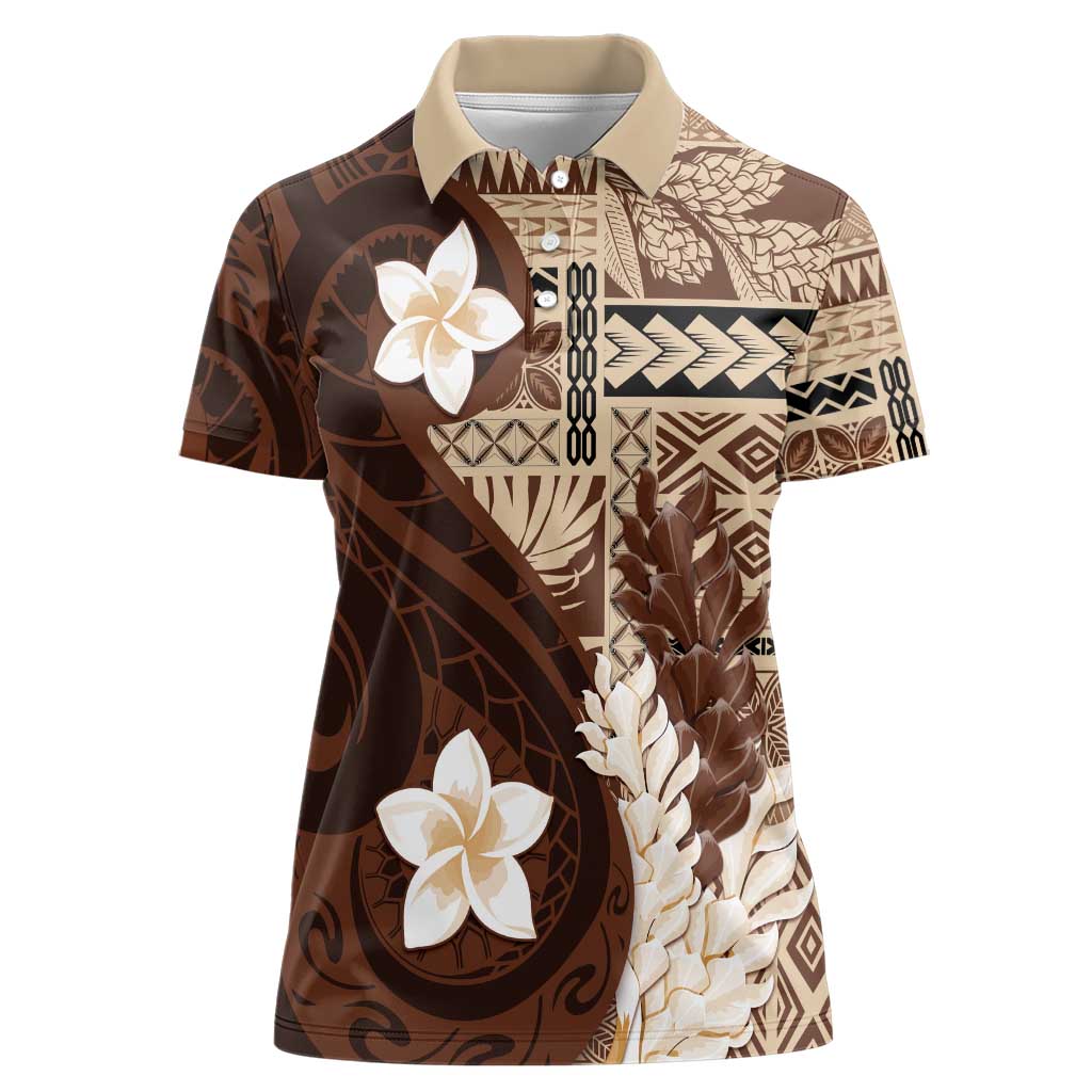 Samoa Teuila 2024 Women Polo Shirt Samoan Siapo Pattern Brown Version