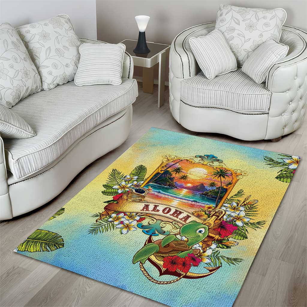 Aloha Hawaii Turtle Area Rug Retro Style - Polynesian Pride