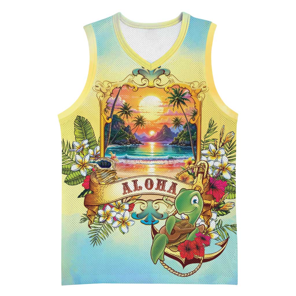 Aloha Hawaii Turtle Basketball Jersey Retro Style - Polynesian Pride