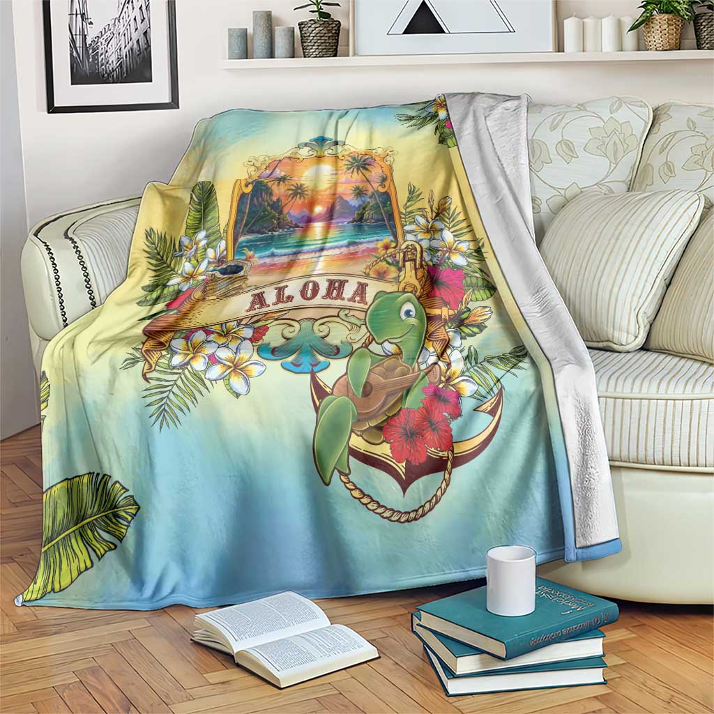 Aloha Hawaii Turtle Blanket Retro Style - Polynesian Pride