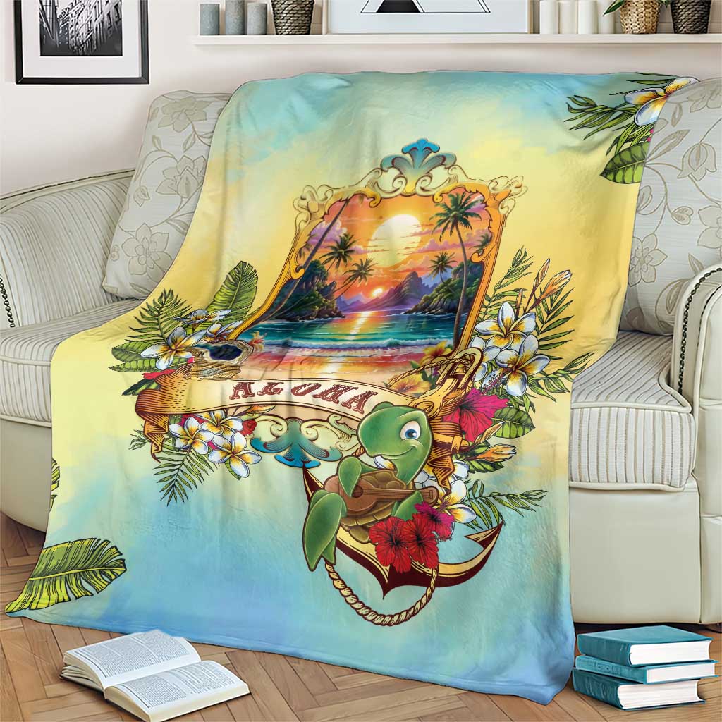 Aloha Hawaii Turtle Blanket Retro Style - Polynesian Pride