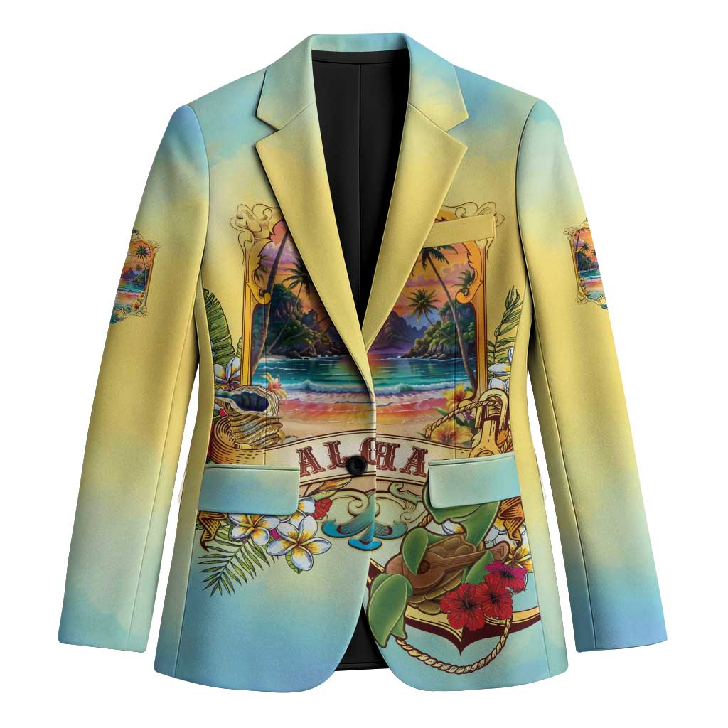 Aloha Hawaii Turtle Blazer Retro Style LT05 Unisex Beige - Polynesian Pride
