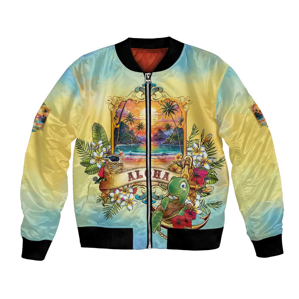 Aloha Hawaii Turtle Bomber Jacket Retro Style - Polynesian Pride