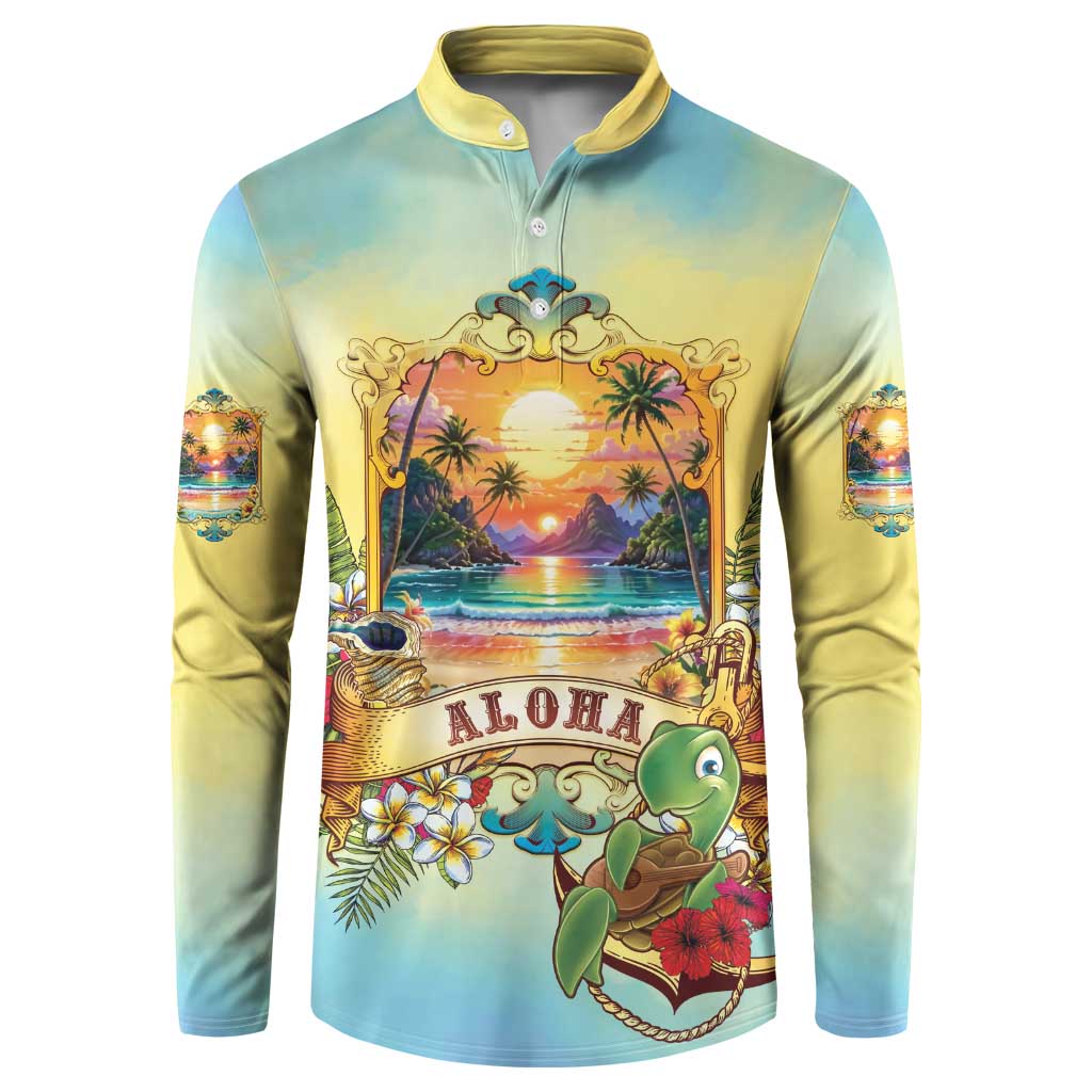 Aloha Hawaii Turtle Button Sweatshirt Retro Style - Polynesian Pride