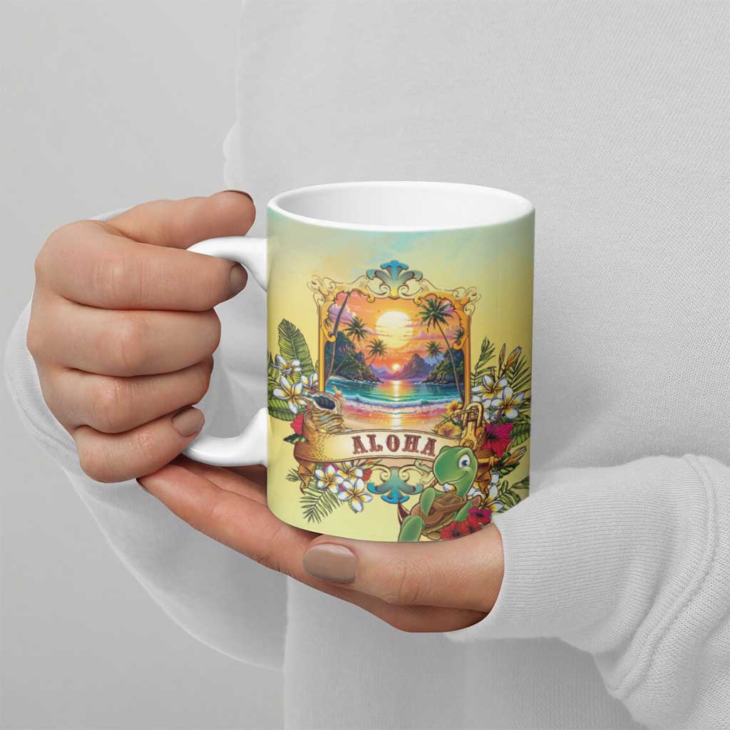 Aloha Hawaii Turtle Ceramic Mug Retro Style - Polynesian Pride