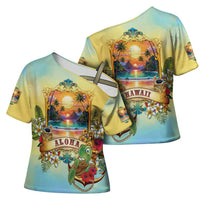 Aloha Hawaii Turtle Cross Shoulder Shirt Retro Style - Polynesian Pride