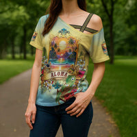 Aloha Hawaii Turtle Cross Shoulder Shirt Retro Style - Polynesian Pride