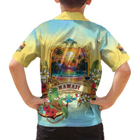 Aloha Hawaii Turtle Family Matching Off Shoulder Short Dress and Hawaiian Shirt Retro Style - Polynesian Pride