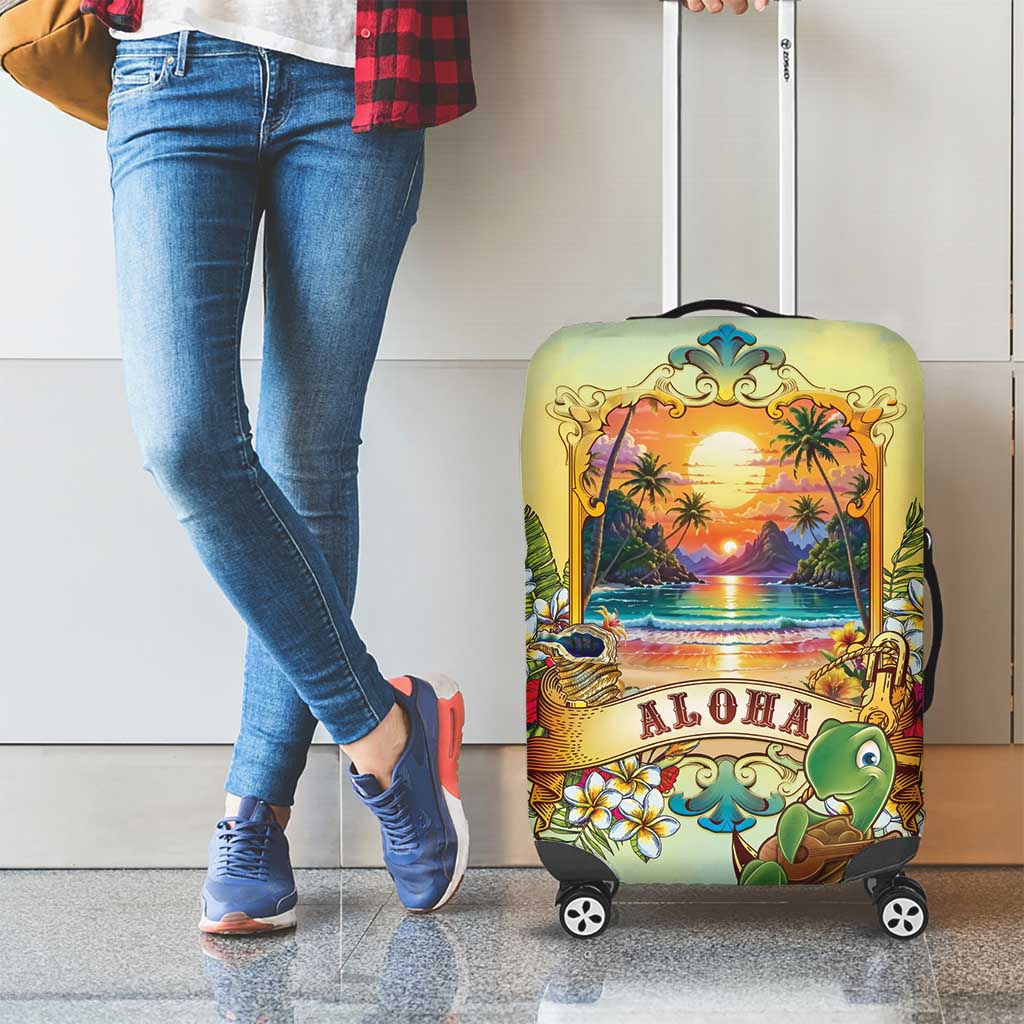 Aloha Hawaii Turtle Luggage Cover Retro Style - Polynesian Pride