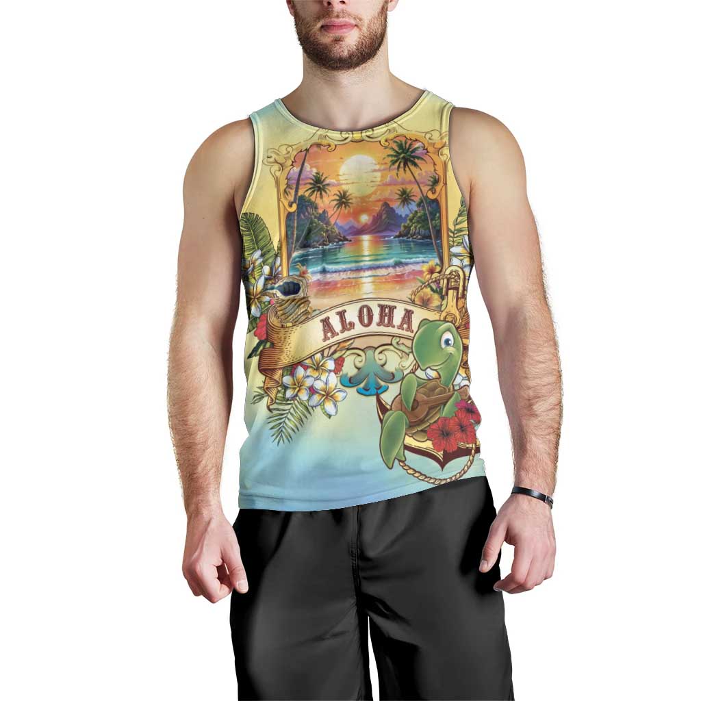Aloha Hawaii Turtle Men Tank Top Retro Style - Polynesian Pride