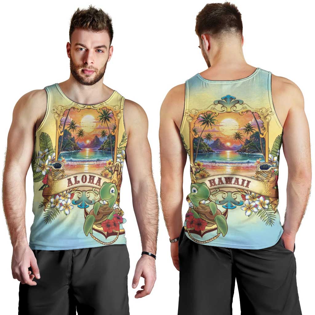Aloha Hawaii Turtle Men Tank Top Retro Style - Polynesian Pride