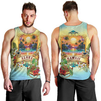 Aloha Hawaii Turtle Men Tank Top Retro Style - Polynesian Pride