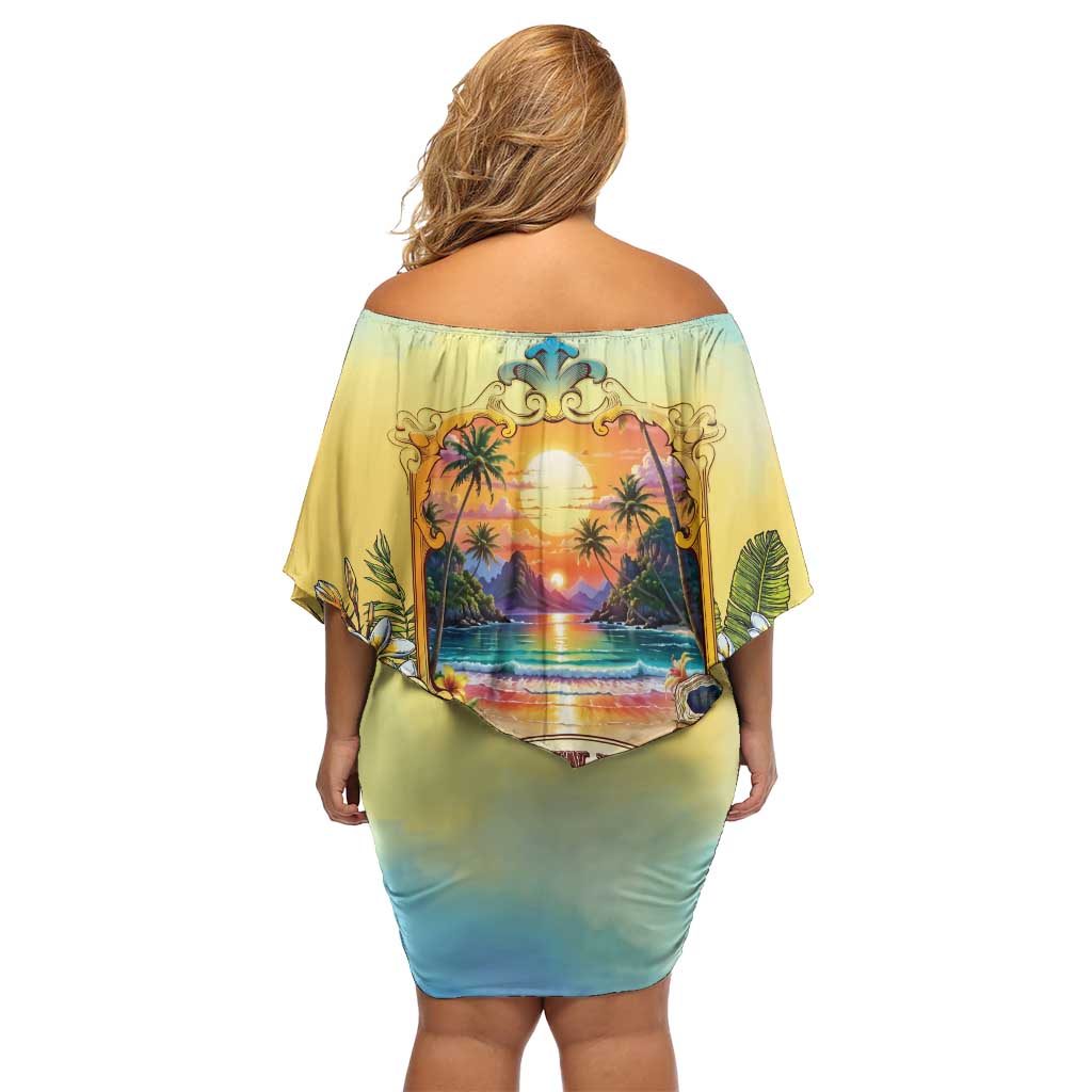 Aloha Hawaii Turtle Off Shoulder Short Dress Retro Style - Polynesian Pride