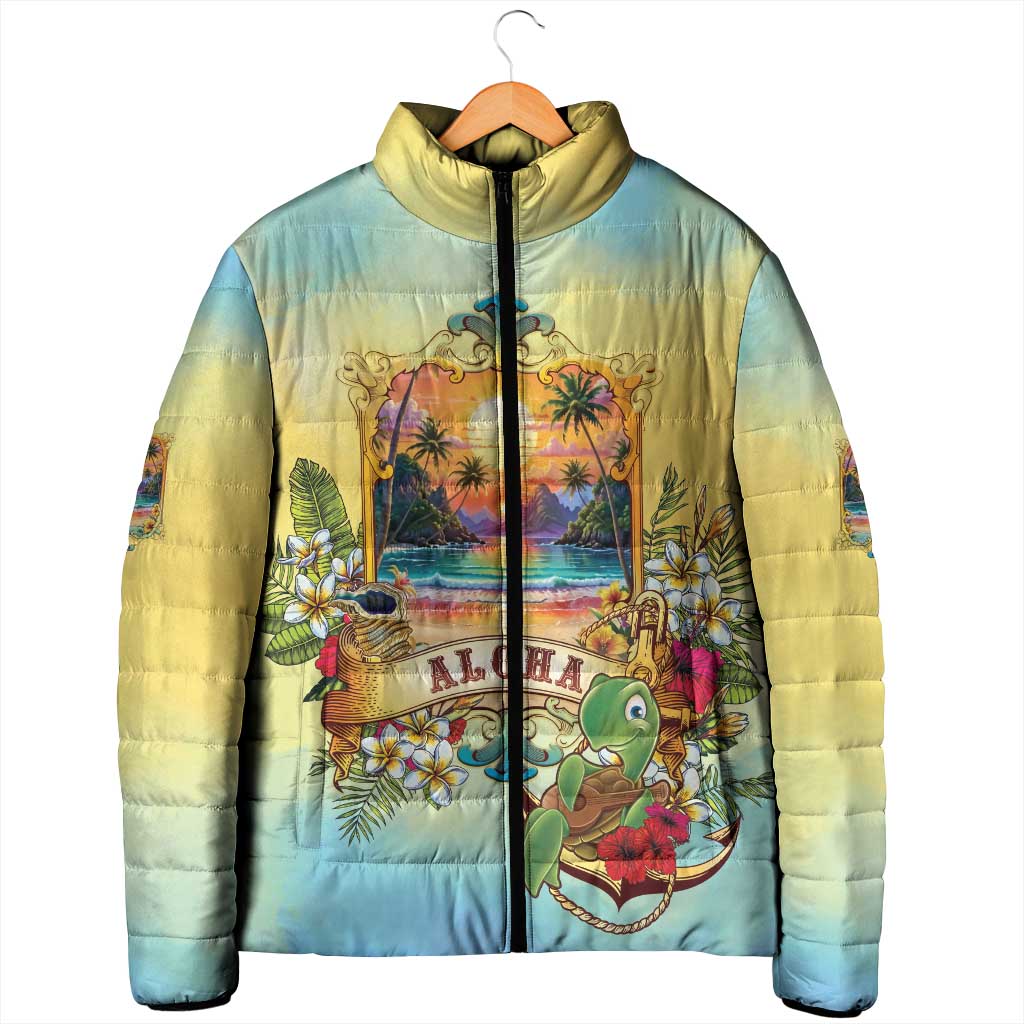 Aloha Hawaii Turtle Padded Jacket Retro Style - Polynesian Pride