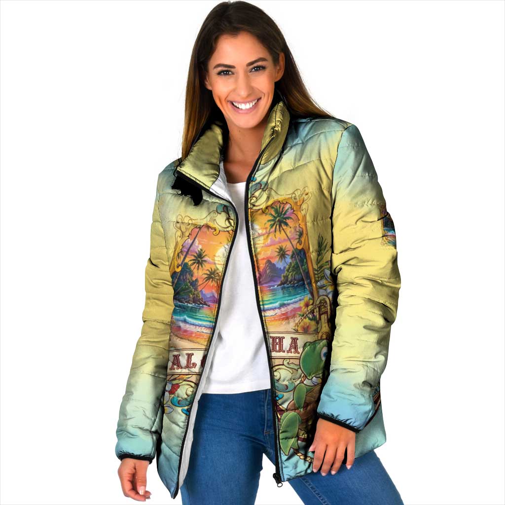 Aloha Hawaii Turtle Padded Jacket Retro Style - Polynesian Pride