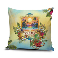 Aloha Hawaii Turtle Pillow Cover Retro Style LT05 Beige - Polynesian Pride