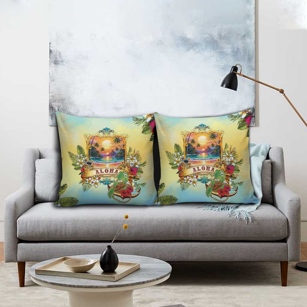 Aloha Hawaii Turtle Pillow Cover Retro Style LT05 - Polynesian Pride