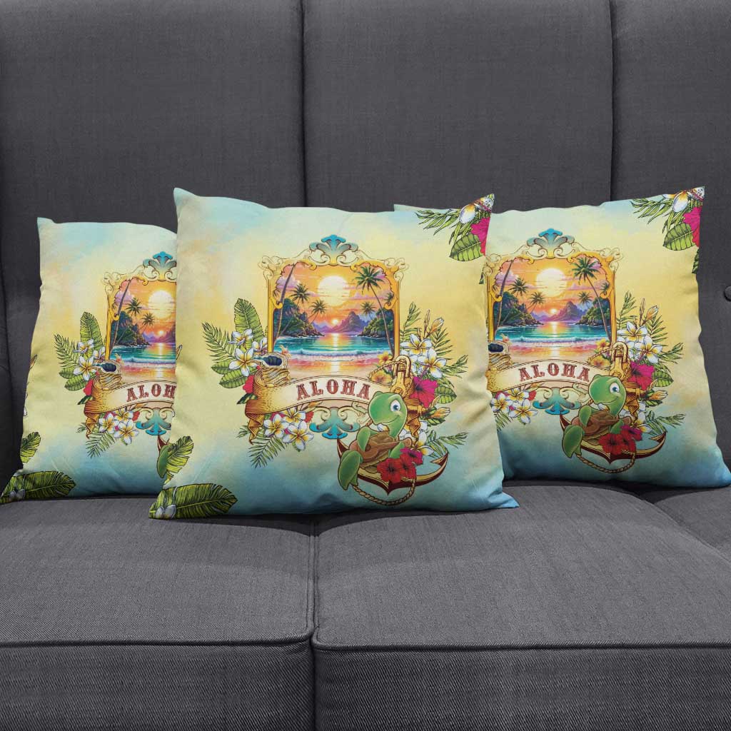 Aloha Hawaii Turtle Pillow Cover Retro Style LT05 - Polynesian Pride