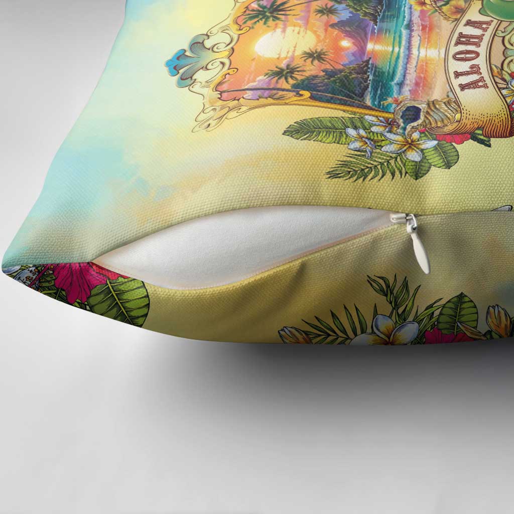 Aloha Hawaii Turtle Pillow Cover Retro Style LT05 - Polynesian Pride