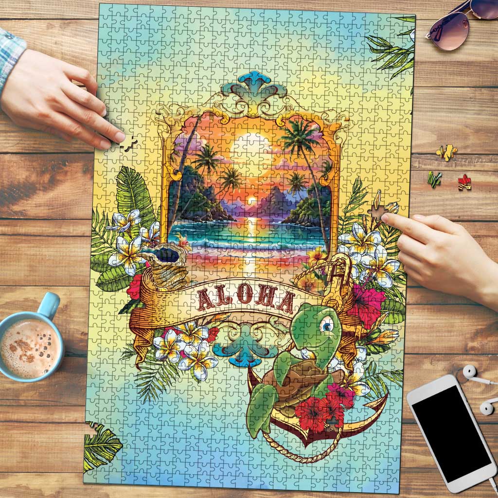 Aloha Hawaii Turtle Puzzle Retro Style - Polynesian Pride