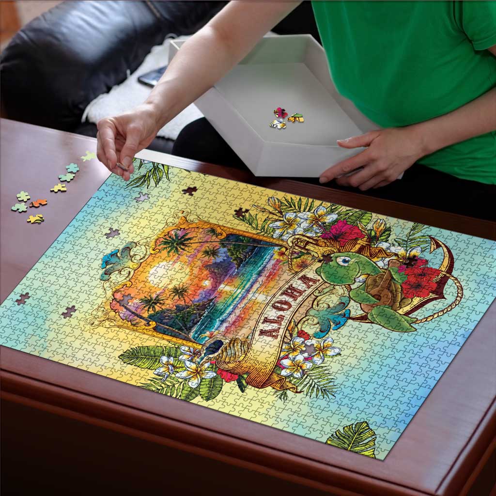 Aloha Hawaii Turtle Puzzle Retro Style - Polynesian Pride