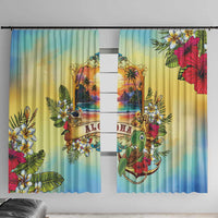Aloha Hawaii Turtle Window Curtain Retro Style LT05 With Hooks Beige - Polynesian Pride