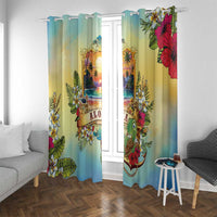 Aloha Hawaii Turtle Window Curtain Retro Style LT05 With Grommets Beige - Polynesian Pride
