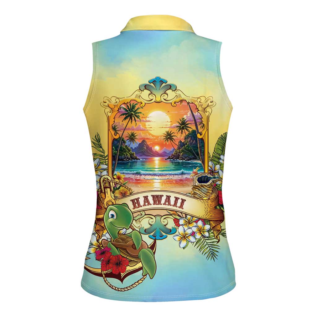 Aloha Hawaii Turtle Women Sleeveless Polo Shirt Retro Style - Polynesian Pride