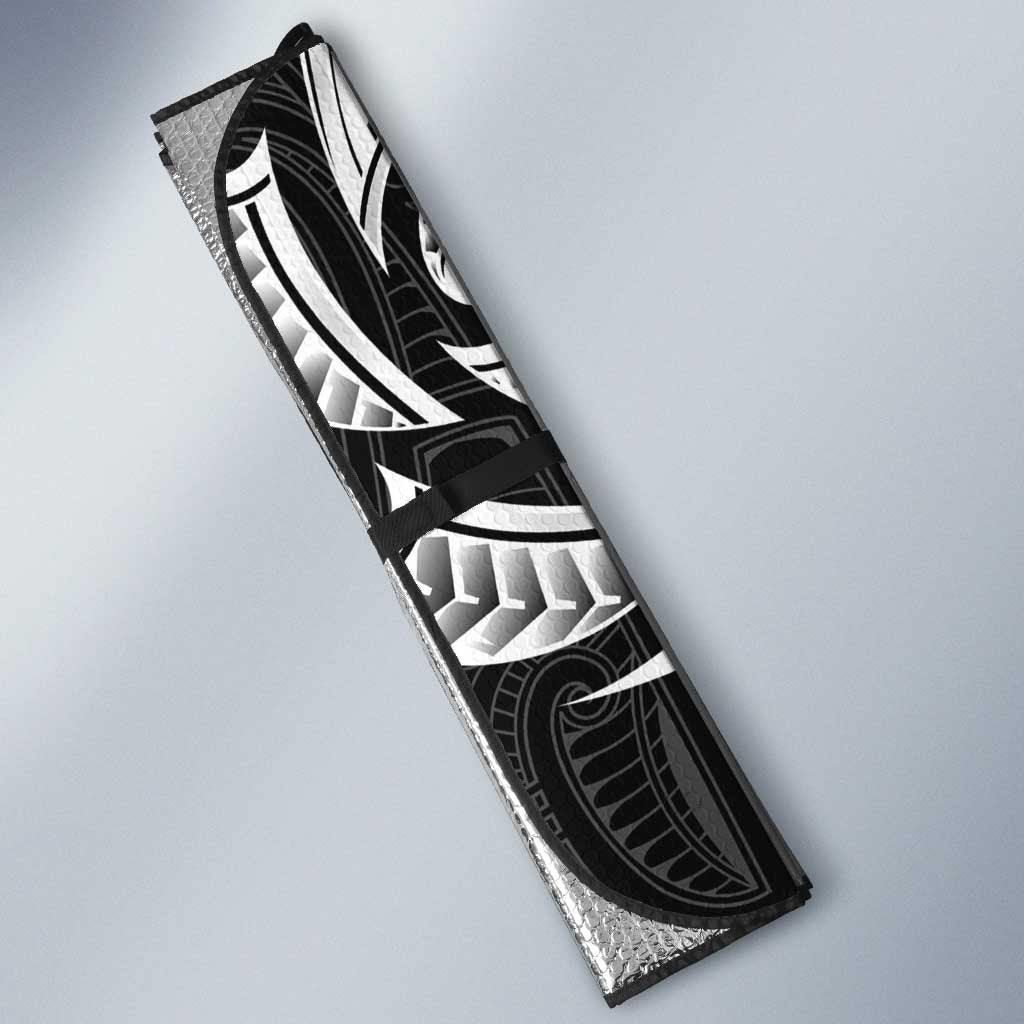 New Zealand Aotearoa Auto Sun Shade Maori Manta Ray Moko Black - Polynesian Pride