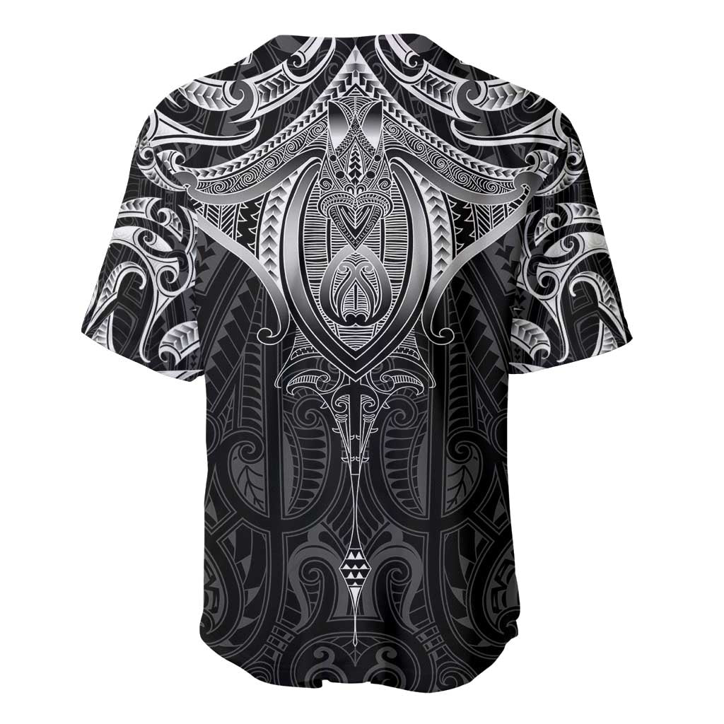 New Zealand Aotearoa Baseball Jersey Maori Manta Ray Moko Black - Polynesian Pride