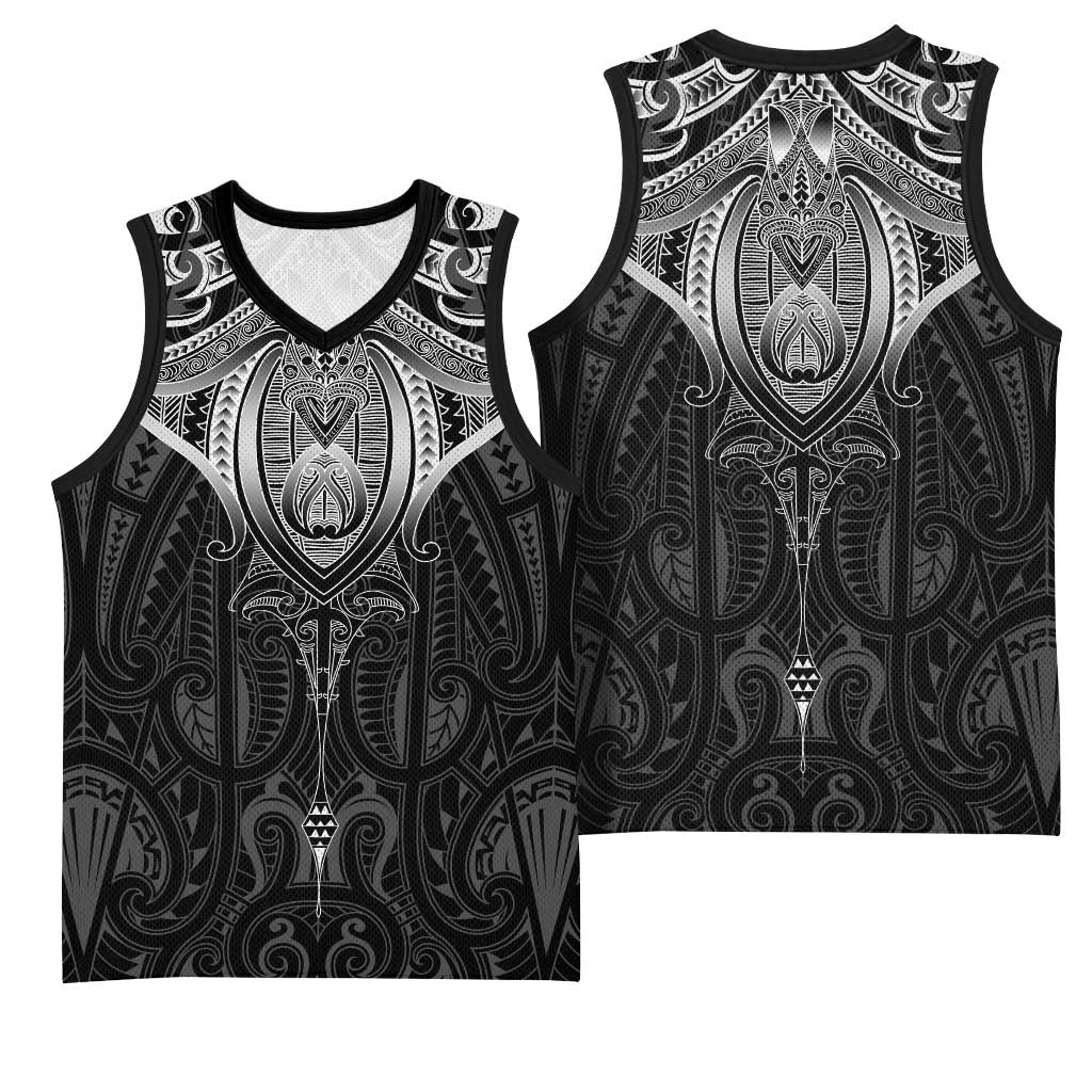New Zealand Aotearoa Basketball Jersey Maori Manta Ray Moko Black LT05 - Polynesian Pride