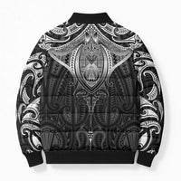 New Zealand Aotearoa Bomber Puffer Jacket Maori Manta Ray Moko Black LT05 - Polynesian Pride
