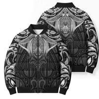 New Zealand Aotearoa Bomber Puffer Jacket Maori Manta Ray Moko Black LT05 - Polynesian Pride