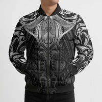 New Zealand Aotearoa Bomber Puffer Jacket Maori Manta Ray Moko Black LT05 - Polynesian Pride