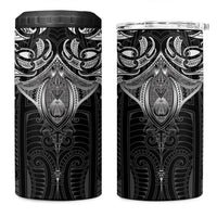 New Zealand Aotearoa 4 in 1 Can Cooler Tumbler Maori Manta Ray Moko Black - Polynesian Pride