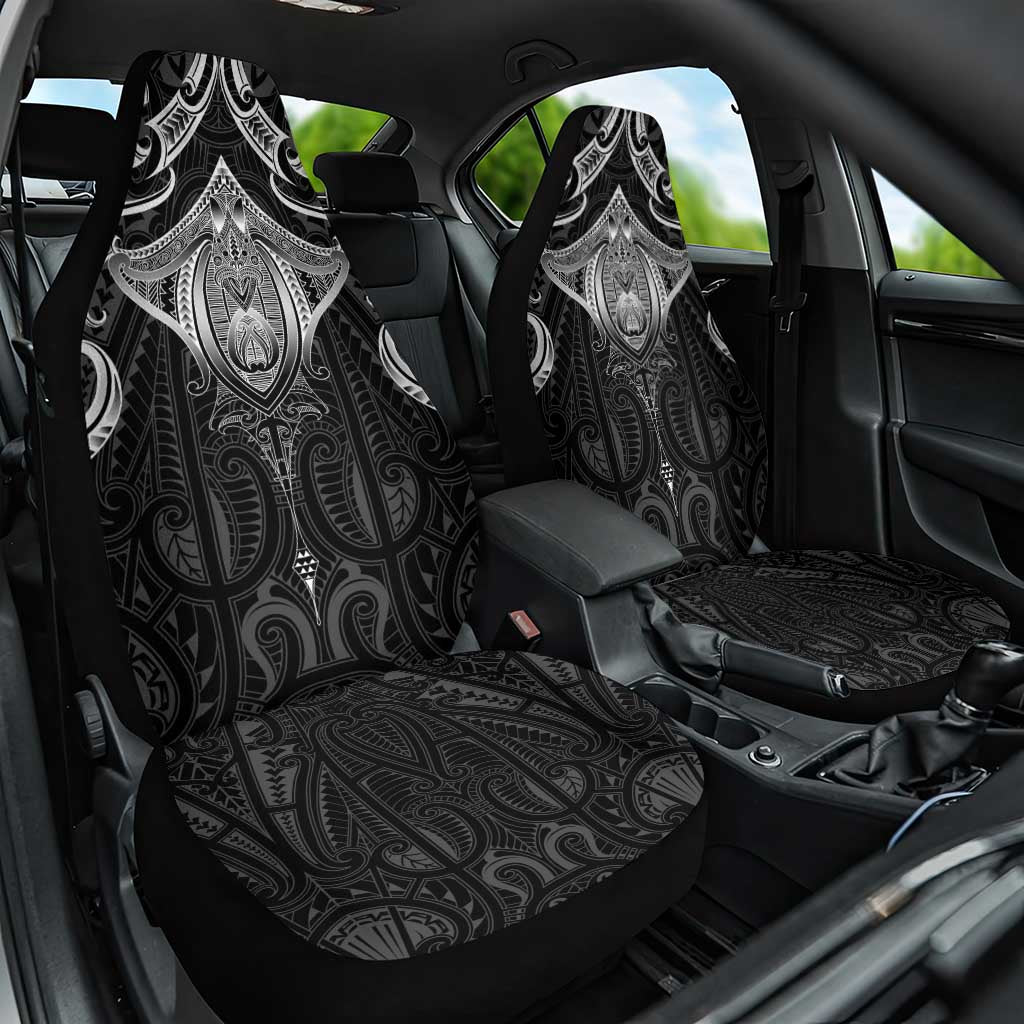 New Zealand Aotearoa Car Seat Cover Maori Manta Ray Moko Black - Polynesian Pride