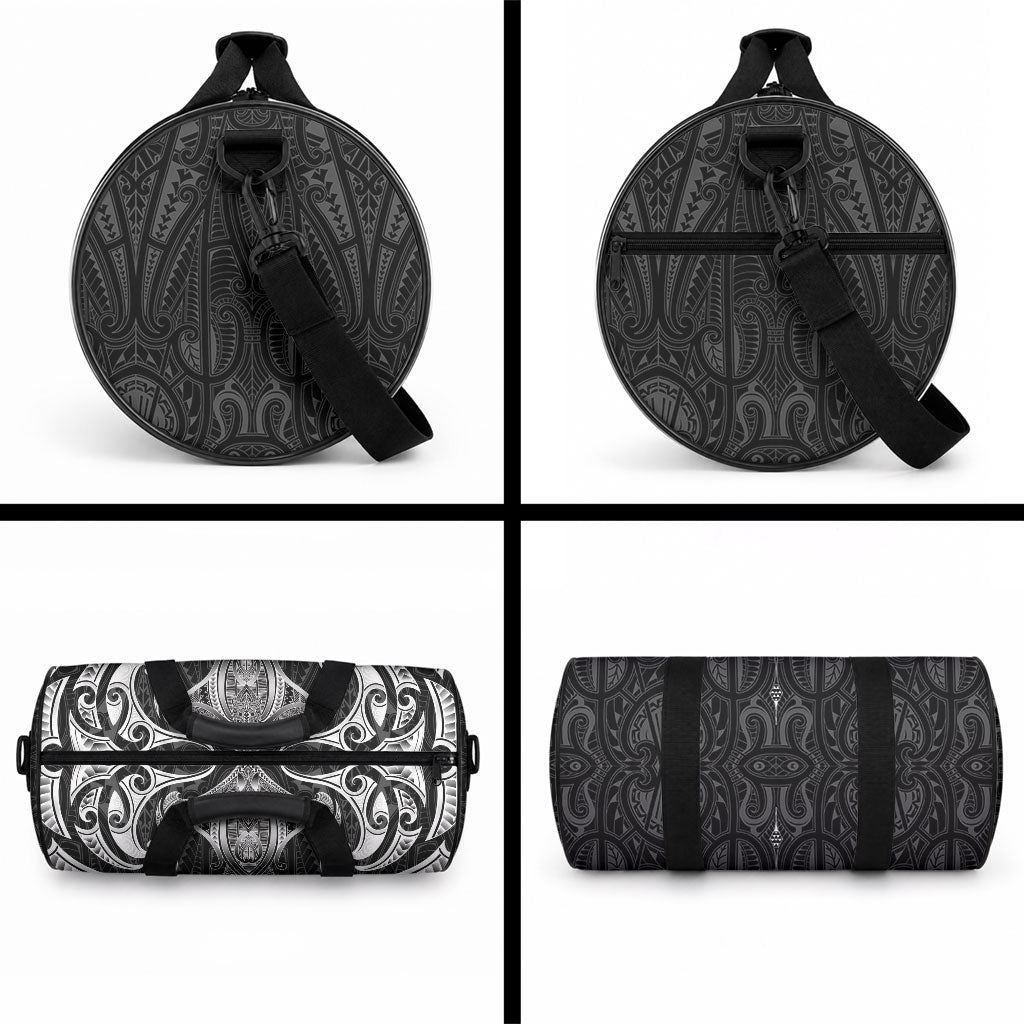 New Zealand Aotearoa Duffle Bag Maori Manta Ray Moko Black