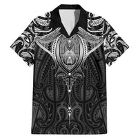 New Zealand Aotearoa Family Matching Mermaid Dress and Hawaiian Shirt Maori Manta Ray Moko Black - Polynesian Pride
