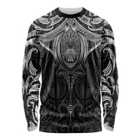 New Zealand Aotearoa Long Sleeve Shirt Maori Manta Ray Moko Black LT05 Unisex Black - Polynesian Pride