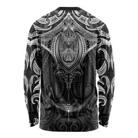New Zealand Aotearoa Long Sleeve Shirt Maori Manta Ray Moko Black LT05 - Polynesian Pride