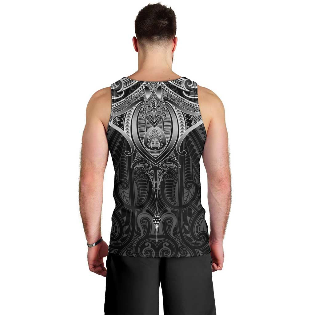 New Zealand Aotearoa Men Tank Top Maori Manta Ray Moko Black - Polynesian Pride