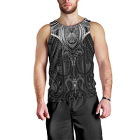 New Zealand Aotearoa Men Tank Top Maori Manta Ray Moko Black - Polynesian Pride