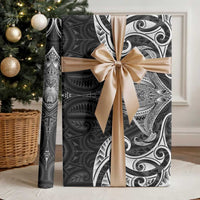 New Zealand Aotearoa Wrapping Paper Maori Manta Ray Moko Black - Polynesian Pride
