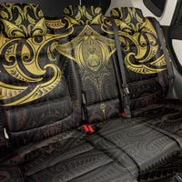 New Zealand Aotearoa Back Car Seat Cover Maori Manta Ray Moko Gold - Polynesian Pride